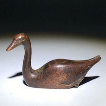 Antique Play Bronze Collection of Little Swan Old Bronze Solid Pen Tea Pen Household Desktop Decoration of Small Swan Town Paper
