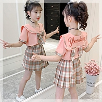  Girls  summer dresses big childrens foreign style summer clothes 2021 new childrens clothing summer two-piece suit childrens skirt