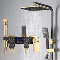 (Fanyou bathroom)constant temperature household black bath new shower set full copper wall-mounted kit