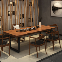 High-end new Chinese solid wood tea table and chairs Combined modern minimalist meditation office Guest Tea Table Big Board Table Kung Fu Bubble