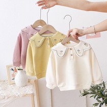 Girls sweater small flower embroidered Autumn New 1 year old baby childrens clothes Spring and Autumn 3 female baby Autumn shirt