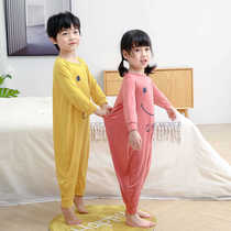 Spring and summer children Modal long sleeve jumpsuit male and female children Baby Home clothing pajamas climbing clothing anti-cold kick