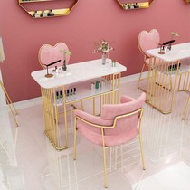  Nail art table and chair set Nordic net celebrity creative combination ins double-layer marble simple modern single table