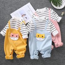 Baby jumpsuit autumn and winter wear cotton long sleeve baby Autumn mens and womens pajamas newborn baby clothes climb suit
