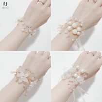 Bridesmaid wrist flower advanced sense bride arm jewelry female sister group hand flower children wedding wedding dress Super fairy Pearl