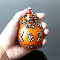 Antique miscellaneous Republic of China Tibetan silver beeswax snuff bottle Antique thrift old things collectibles Exquisite gifts Seiko 