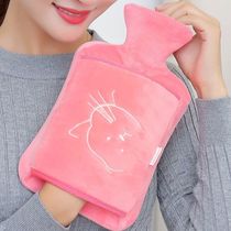 Rubber water injection hot water bag explosion proof flushing water water bag warm Palace cartoon cute removable plush cover hand warmer