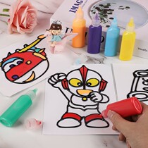 Children's non-baking glue painting toy girl over 6 years old handmade diy material bag coloring painting coloring graffiti board stickers