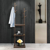 Chinese multifunctional storage coat rack solid wood floor-to-ceiling bedroom hanger living room household simple clothes shelf