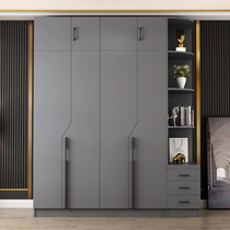 Simple modern wardrobe home bedroom hanging wardrobe economic solid wood wardrobe Nordic big wardrobe combination wardrobe
