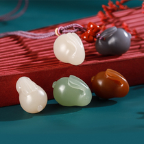 Hetian jade pendant Fox handmade jade pendant natural clear water lotus root powder and sugar Xinjiang Qinghai material recruiting nobles seed material