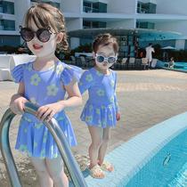 Girls swimsuit 2020 new childrens clothing female baby Western style one-piece swimsuit childrens cute quick-drying swimsuit hot spring