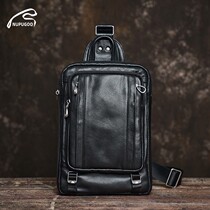 New leather mens chest bag shoulder crossbody sports leisure backpack head layer cowhide multifunctional portable chest bag