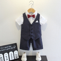 Childrens suit boys summer suit British flower boy baby dress Summer Boy summer suit tide
