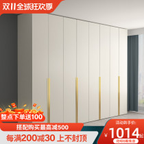 Wardrobe home bedroom white modern simple four or six door lockers light luxury very simple style overall wardrobe