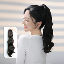 TOOCCI big wave ponytail wig female lace strap grab clip real hair pear flower roll can tie natural fluffy light