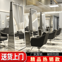  Barber shop mirror table Hair salon special net red simple hair salon single and double-sided wall integrated floor-to-ceiling mirror with lamp