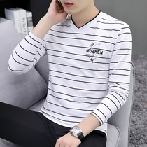 Autumn clothes mens thin spring V collar Long sleeves T-shirt teenagers swarm up to the bottom of the undershirt lingerie stickup.