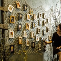 Fishing Net Grid Photo Wall Free of perforated Decorative Hemp Rope Clip Creative Personality Photo Frame Background Wall Pendant