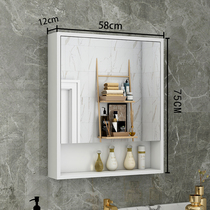 Solid wood mirror cabinet Wall-mounted bathroom mirror Bathroom cabinet Wash mirror Dressing bathroom mirror shelf Locker Wall-mounted