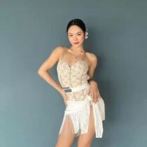 Meichen UP DANCE dance dress ice velvet plum lace jumpsuit one piece skirt Latin dance suit female adult