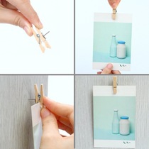 20 wooden color small wooden clip pushpins creative cute do not hurt photo wall decoration press nail clip I-shaped nail