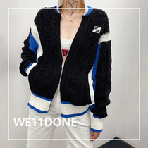 OEM tail single direct supply) we11done early autumn new blue and white color cardigan loose sweater knitted coat
