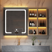  Light luxury smart bathroom induction mirror cabinet Toilet wall-mounted smart mirror storage mirror box Anti-fog LED makeup mirror