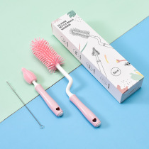 Silicone bottle brush 360 degree rotating baby nipple brush milk bottle brush combination wash cup brush bottle cleaning brush set