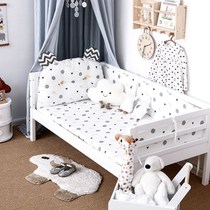 Crib decorative bedside four-piece set ins Wind bedside anti-collision cushion childrens splicing bed fence edge guard soft bag