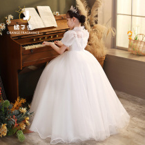 Flower girl wedding childrens dress host girl princess dress foreign girl puffy gauze piano performance autumn