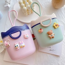 Cute newborn baby milk powder box portable out sealed storage tank supplementary food rice flour boxed milk powder