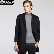 Double-sided woolen coat mens winter 2021 New Black long wool trend casual fashion jacket