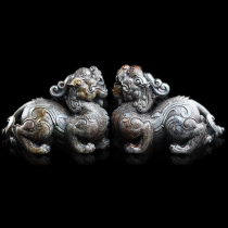 Shoushan Stone Leopard Jade Jade Emerald Handlebar Piece Stone Sculpture Pendulum Piece Natural Engraving Handicraft Collection Decoration Pindi