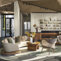 B&B Hotel Wabi Sabi Wind Solid Wood Rattan Sofa Designer Home Living Room Model Room Beauty Salon Furniture Customization
