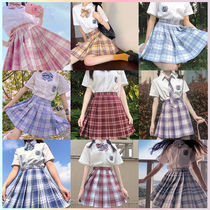 jk uniform suit Japanese collection basic jk spring and summer academy style long and short sleeve pleated skirt skirt student grid skirt