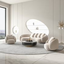 Beauty salon reception sofa minimalist modern designer light lavish arched lamb suede hotel lobby Costume Rest Area