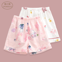 ins summer thin section pure cotton cotton cloth day series Cartoon Fruit Printed Middle Waist Full Cotton Home Pants Shorts Sleeping Pants Women