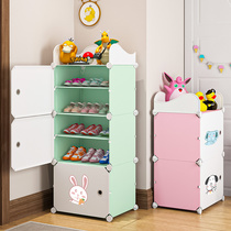 Childrens shoe rack Small narrow little girl baby cute multi-layer simple door household indoor good-looking dustproof shoe cabinet