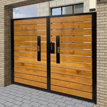 Wrought iron solid wood door stainless steel plastic wood courtyard door outdoor door solid wood garden villa door custom-made door