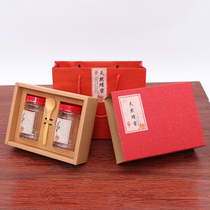 Honey gift box packaging box empty box high-grade universal gift box with bottle carton box customized two-bottle tote bag