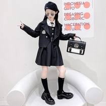 Girls jk uniform set Small Children Baby long sleeve shirt vest dress suit three-piece temperament suit jacket