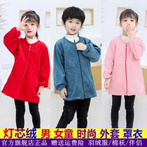 Childrens down jacket winter boy corduroy long sleeve female kindergarten painting eating coat bib
