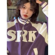 American retro jacket jacket women 2021 new autumn and winter joker loose ins Tide brand European and American high street baseball uniform