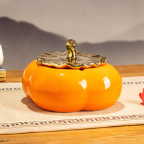 Tomatoes Ruyi Ruyi New Chinese anti-fly ash with cover ceramic ashtray Home living room tea table Personality Trends Small Hem