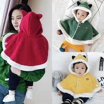 Baby cloak spring and autumn baby plus velvet winter out 3-12 months male newborn 5 windproof 6 coat winter womens cloak