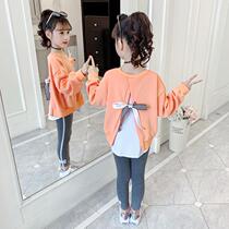 Girls clothes spring clothes 2021 new foreign style fake two pieces of Chinese big children Korean coat childrens spring and autumn fashionable childrens clothing