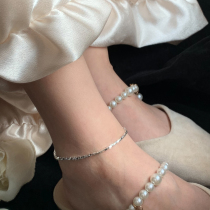 925 sterling silver particle small square anklet female 2021 new simple cold wind net red niche foot jewelry