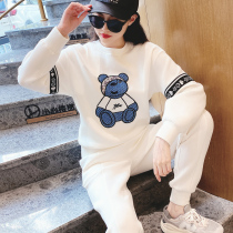 Europe Station 2022 Spring Autumn New Collision Color Plus Thicken Sweatshirt Temperament Fashion Casual Sports Suit Women Net Red