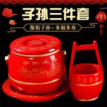 The spittoon for the marriage of the children and grandchildren the wedding of the wedding wedding red solid wood small toilet